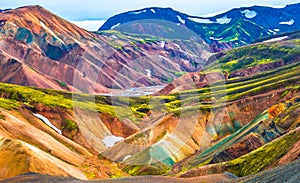 Beautiful colorful volcanic mountains Landmannalaugar in Iceland