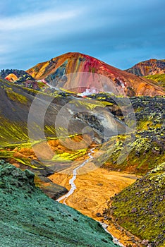 Beautiful colorful volcanic mountains Landmannalaugar in Iceland photo