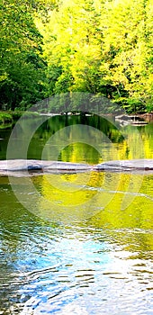 Beautiful colors of the trees reflect in the water