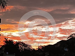 Beautiful colour in evening sky after rainingday