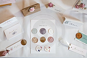 Beautiful coloured wax seals for envelopes photo