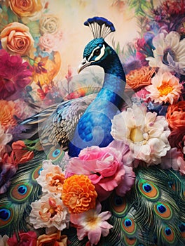 A beautiful colourful peacock