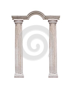 Beautiful columns in classical style isolated on white background