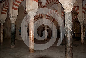 The beautiful columns of the Cordoba mezquita an ancient Muslim temple photo