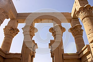 Columns with egyptian architeture in ruins photo
