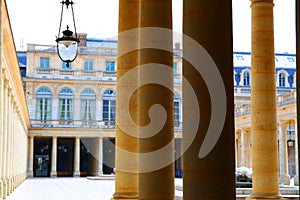 Beautiful columns of the Palais-Royal in Paris