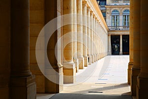 Beautiful columns of the Palais-Royal in Paris