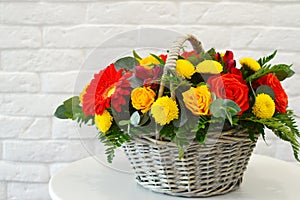 Beautiful combined bouquet with exotic flowers