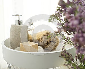 Beautiful composition of the objects for the bathroom