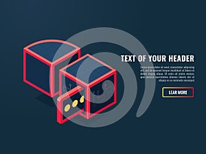 Beautiful concept of searching data, request and response of the server, entering and outgoing message isometric vector