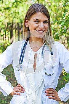 Confident female doctor outdoor