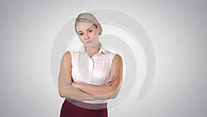 Beautiful confident young businesswoman standing with hands folded, Alpha Channel