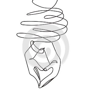 Beautiful minimal continuous heand and heart lips design vector photo