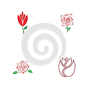 Beautiful Contour Logo with Rose Flower for Boutique or Beauty Salon or Flowers Company