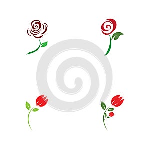 Beautiful Contour Logo with Rose Flower for Boutique or Beauty Salon or Flowers Company