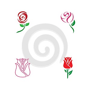 Beautiful Contour Logo with Rose Flower for Boutique or Beauty Salon or Flowers Company