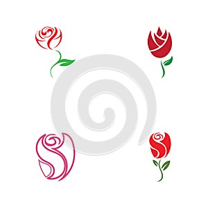 Beautiful Contour Logo with Rose Flower for Boutique or Beauty Salon or Flowers Company