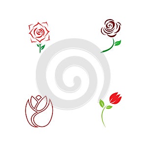 Beautiful Contour Logo with Rose Flower for Boutique or Beauty Salon or Flowers Company