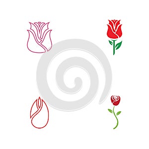 Beautiful Contour Logo with Rose Flower for Boutique or Beauty Salon or Flowers Company