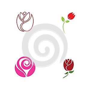 Beautiful Contour Logo with Rose Flower for Boutique or Beauty Salon or Flowers Company