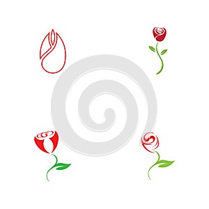 Beautiful Contour Logo with Rose Flower for Boutique or Beauty Salon or Flowers Company