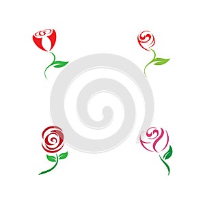 Beautiful Contour Logo with Rose Flower for Boutique or Beauty Salon or Flowers Company