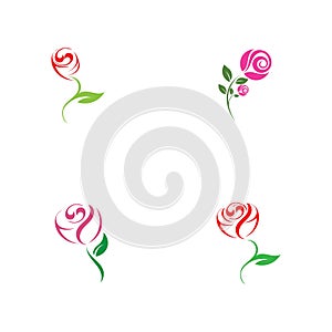 Beautiful Contour Logo with Rose Flower for Boutique or Beauty Salon or Flowers Company