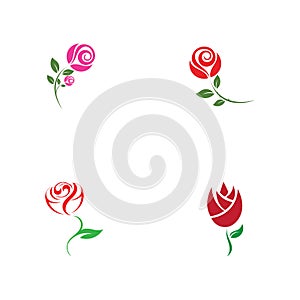 Beautiful Contour Logo with Rose Flower for Boutique or Beauty Salon or Flowers Company