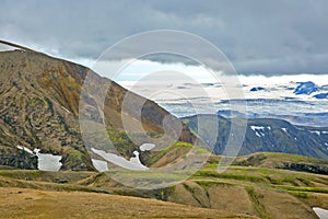 Beautiful contrast of the mountainous landscape in Iceland. Nature and places for wonderful travels