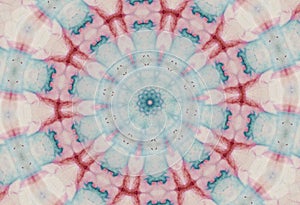 Beautiful contrasted pink and blue kaleidoscopic pattern