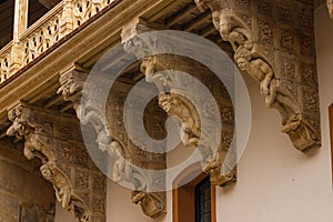 Beautiful corbels in Salina Palace located in Salamanca