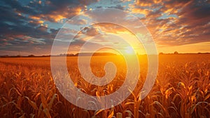 Beautiful corn field at sunrise