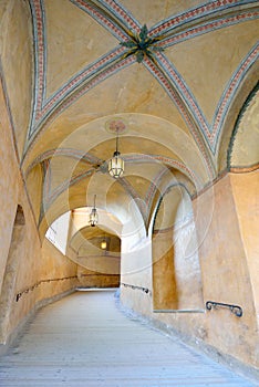 Beautiful corridor in Cesky Krumlov castle