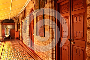 The beautiful corridor in the palace of bangalore.