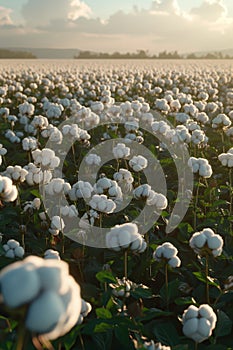 Beautiful cotton fields full of crops