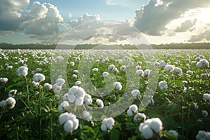 Beautiful cotton fields full of crops