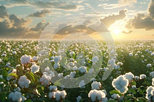 Beautiful cotton fields full of crops