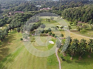 Beautiful country side golf course in sunny day