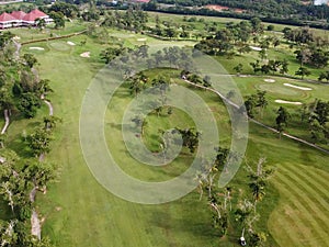 Beautiful country side golf course in sunny day