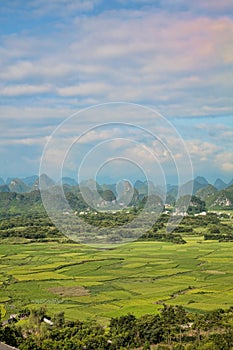 Beautiful countryside of Guilin, showing rice farms, Guilin China