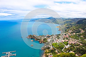 Beautiful countryside landscape around village Cefalu, Sicily, Italy located in a bay on the Tyrrhenian coast