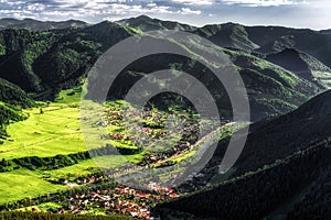 Beautiful countryside landscape with mountains and villages Svovov and Hubova in Slovakia