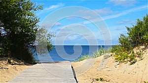 beautiful countryside landscape. Wooden pier near the sea