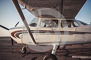 Couple in aircraft