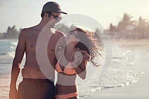 Beautiful Couple on the beach Having Fun