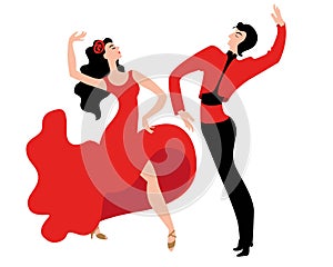 Beautiful couple dancing the Spanish dance Paso Doble. photo