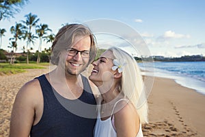 Beautiful couple enjoying an exotic island honeymoon together