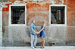 Beautiful couple in honeymoon in Venice, Italy