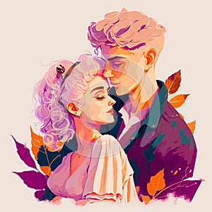 beautiful couple illustration, valentine\'s day background