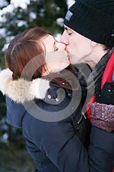 Beautiful couple kissing